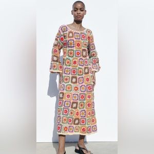 Zara Women’s Crochet Knit Dress SZ M
